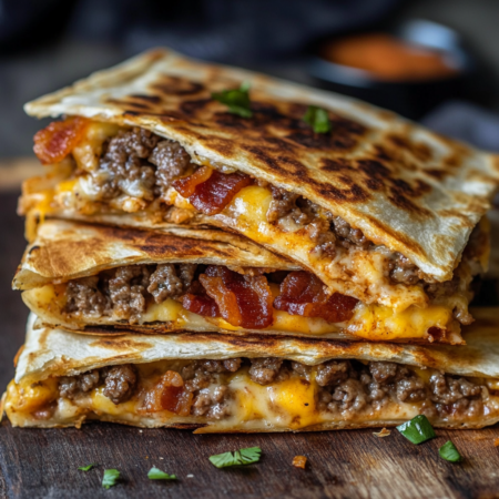 Maple Bacon Cheeseburger Bomb Quesadillas